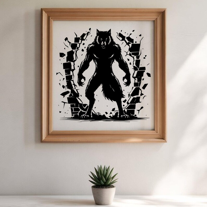 Werewolf SVG Bundle: 100 Horror Wolf Silhouette Clipart (digital ...
