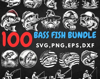 Bass Fisch SVG Bundle: Angeln Clipart für Cricut & Silhouette (digitaler Download