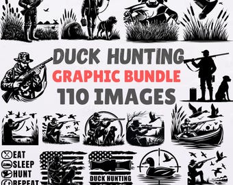 Duck Hunting SVG Bundle: 110 Designs - Dog, Ducks, Silhouettes - Cricut & Laser Cut Files