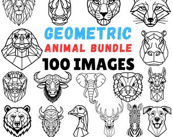 Geometric Animal Bundle Laser Cut Files with 100 Unique Polygon Wildlife Designs digital download