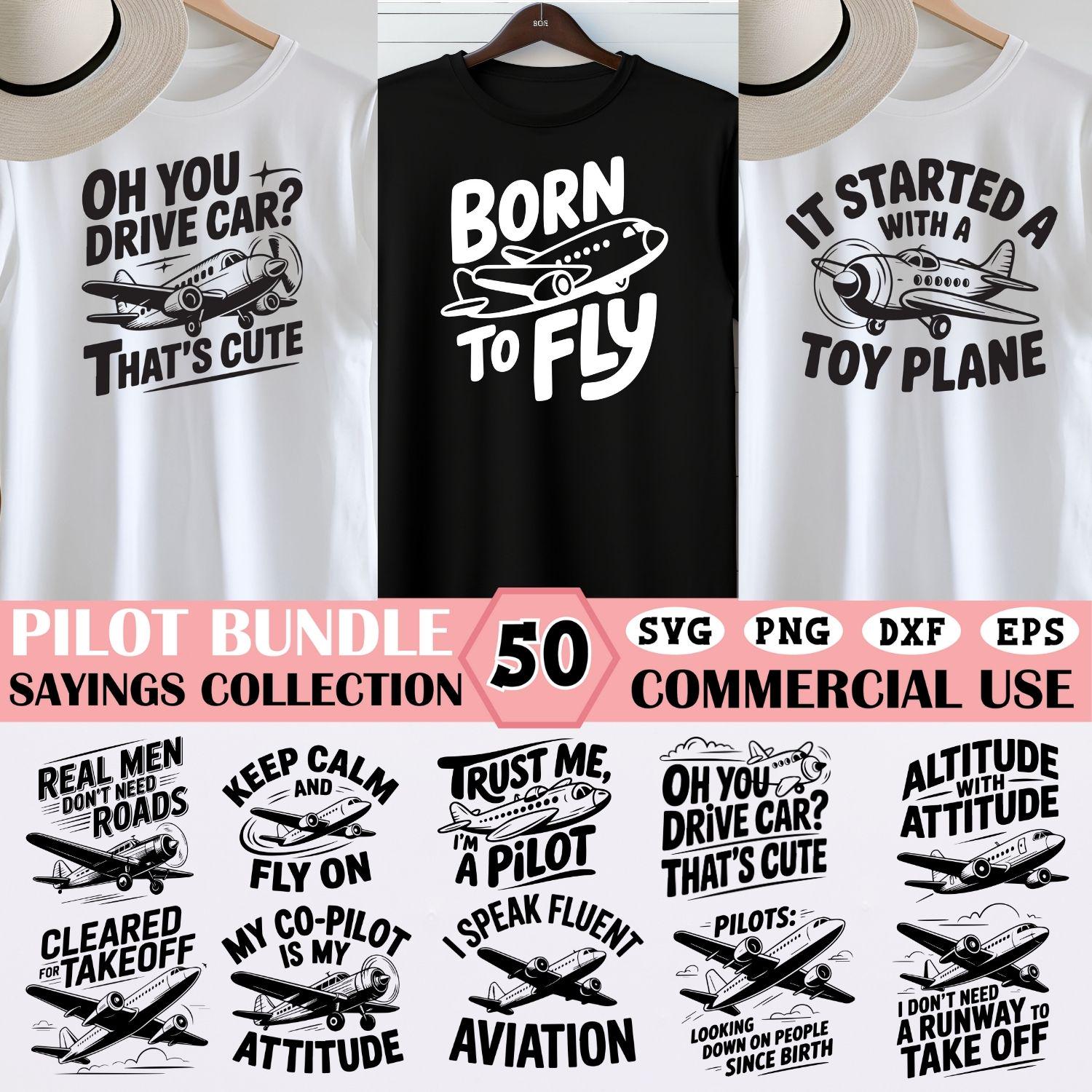 Pilot SVG Bundle: 50 Funny Aviation Sayings, Commercial Use