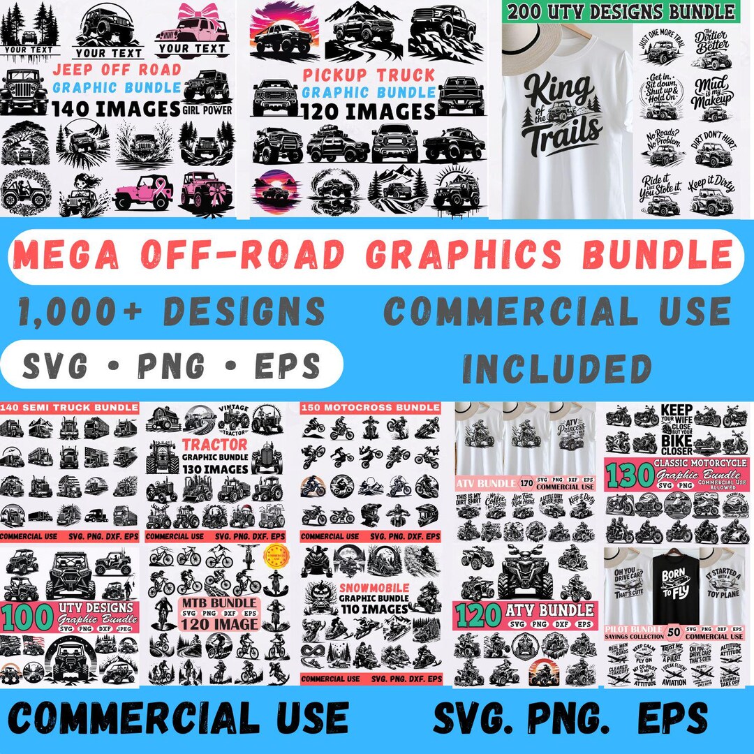 Mega off Road Graphics Bundle 1000+ Designs SVG Instant Digital ...