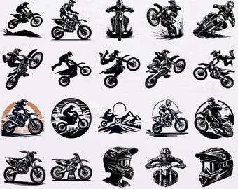 SVG-bundel motorcross: silhouetontwerpen crossmotorrijder