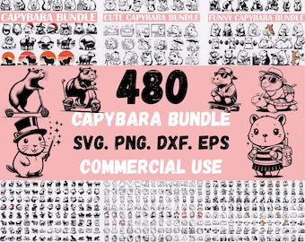 480 Capybara SVG Bundle | Lustig niedlich Capybara Clipart für Cricut Sublimation Aufkleber Handwerk | Kommerzielle Nutzung inbegriffen