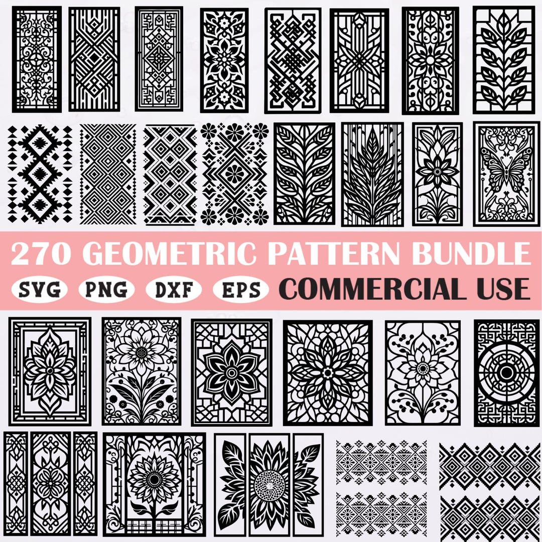270 Geometric Pattern Bundle SVG Laser Cut Decorative Panel Designs ...