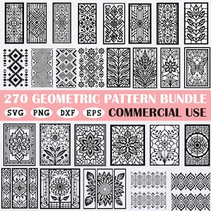 270 Geometric Pattern Bundle SVG Laser Cut Decorative Panel Designs | Mandala Floral Abstract Wall Art Templates