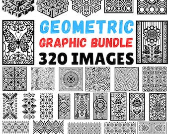 Geometric Pattern Bundle with 320 Intricate Vector Designs for Laser Cutting, Cricut Crafts, Wall Art, Scrapbooking and Digital Projects