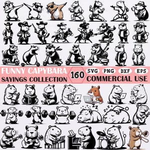 Funny Capybara SVG Bundle: 160 Hilarious Clipart Designs