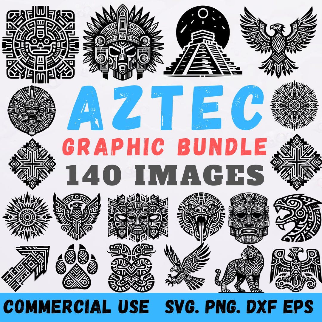 Aztec SVG Bundle 140 Designs Mayan Tribal Vector Clipart Cricut Laser ...