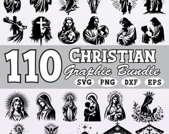 Christian SVG Bundle: Jesus, Mary, Nativity Silhouettes (Digital Download)