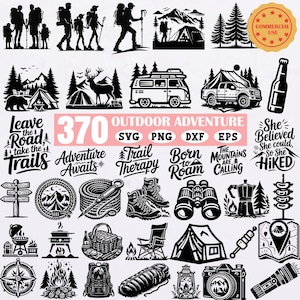 Outdoor Adventure SVG Bundle: Hiking, Camping, Nature Cut Files (Digital Download