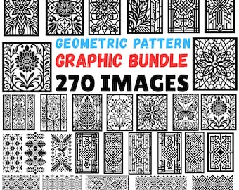 Geometric Pattern Laser Cut Bundle with 270 Intricate Panels for CNC, Cricut & Glowforge  Decorative Wall Art Designs