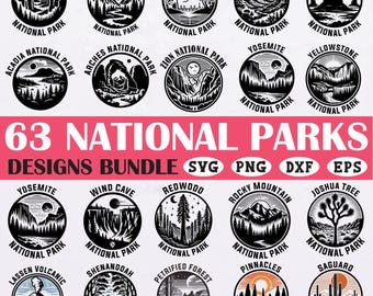 Nationalparks SVG Bundle: Vintage USA Logos Clipart (Digitaler Download
