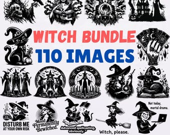 Häxpaket: 110 clipart-bilder med häxkonst (SVG, PNG, EPS)
