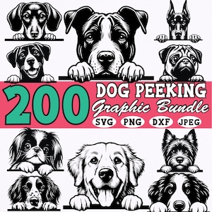 200 Dog Peeking SVG Bundle Funny Puppy Clipart Set Svg Png Eps Jpeg Pet Silhouette Vector Files for Cricut Decals T-Shirts Stickers Crafts