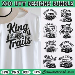 UTV Off Road SVG Bundle for T-Shirts, UTV Quotes  Files, Offroad Dirt Trail Graphics, Side by Side Shirt Design Pack