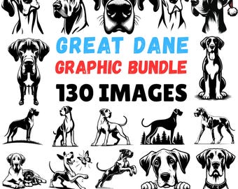 Great Dane Dog Graphic Bundle 130 svg Designs  Laser Cut Files digital download