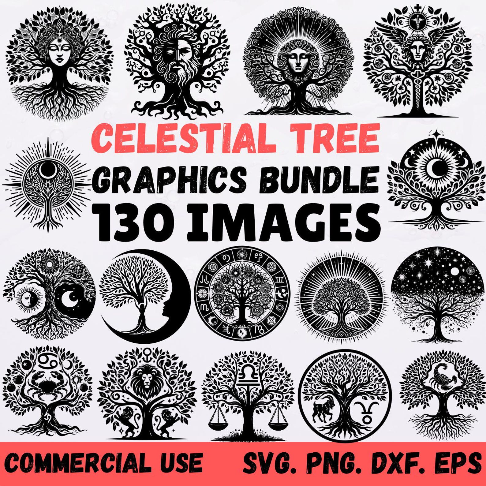 Celestial Tree of Life SVG Bundle | 130 Mystical Tree Designs for ...