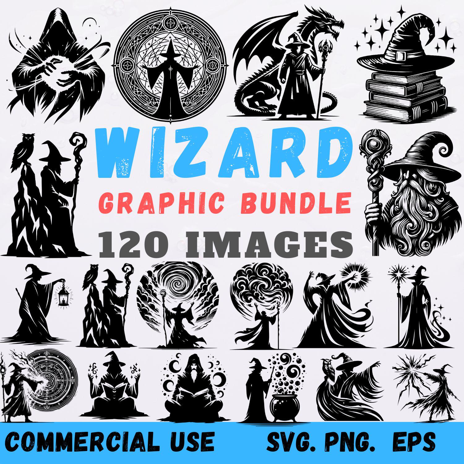Wizard Graphics Wizard SVG Bundle 120 Images, Clipart Set, Sorcerer Vector Graphics ...