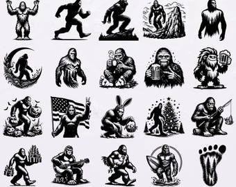 120 Bigfoot Bundle Svg Png Eps Dxf | Sasquatch Clipart for Cricut Silhouette | Cryptid Yeti Designs for T Shirt Mug Decal Stickers