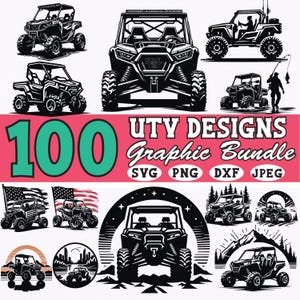UTV Off-Road Graphic Bundle Svg Png Dxf JPEG | Side by Side ATV Silhouette Clipart | Outdoor Adventure Polaris Can-Am Designs