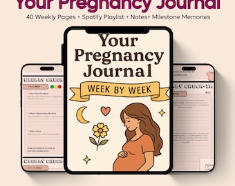 Pregnancy Journal – 40 Weeks Pregnancy Planner – Digital Pregnancy Diary – Bundle – Pregnancy Milestone Tracker – Instant Download