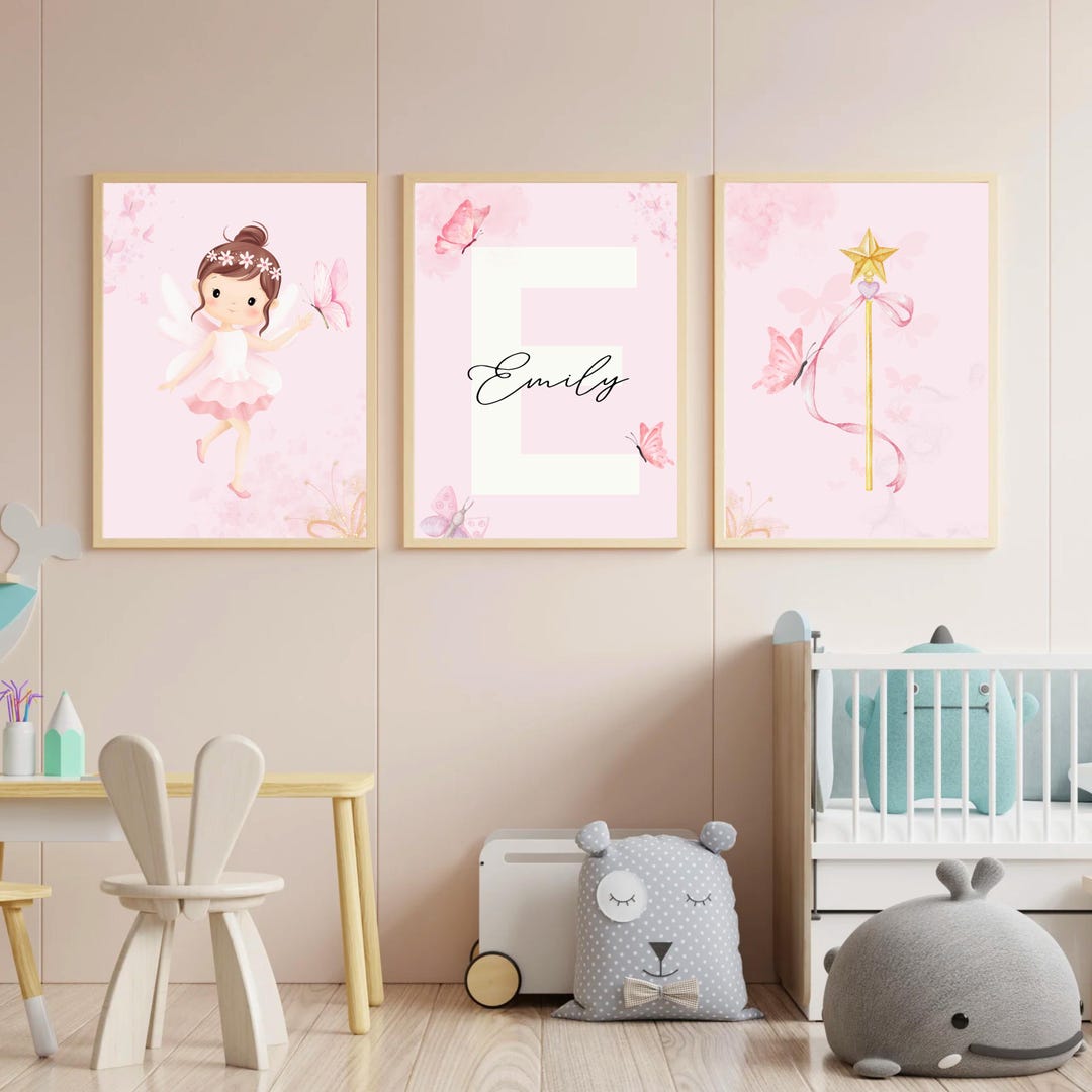 Personalized Fairy Nursery Art Prints, Boho Floral Decor (digital ...