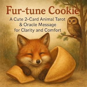 Fur-tune Cookie – Uma leitura de tarô e oráculo de animais fofos com 2 cartas para clareza e conforto (PDF para e-mail)