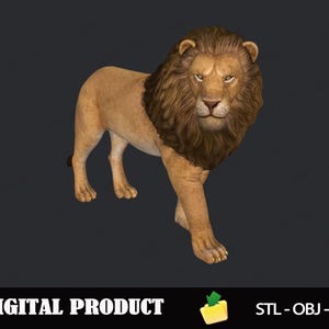 Lion 3D Model STL, OBJ, 3MF Files Ready to Print, High-Quality Wild Animal Figure for Resin Printing, DIY Jungle Safari Miniature