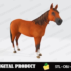 Horse 3D Model STL Obj Glb Files for 3D Printing, Printable Horse Figure, Digital Download for Resin and FDM Printers - Instand Download