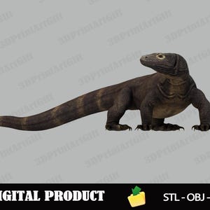 Komodo Dragon 3D Model STL File, Printable Reptile Figure for 3D Printing, DIY Miniature Animal Model - Instant Download