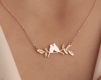 14 kイエローゴールド三羽の鳥の上にペンダントチャームネックレス鳥ファインジュエリーギフト用女性用彼女 鳥（素材（ジュエリー・アクセサリー）ゴールド