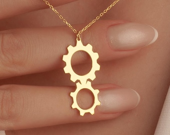 Sterling Silver Steampunk Gear Necklace: Mechanical Engineer Jewelry