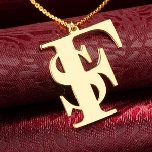 Collar con inicial de doble letra personalizado y colgante con letra personalizada en plata de ley, oro y oro rosa. Joyería minimalista con nombre. Regalo para ella.