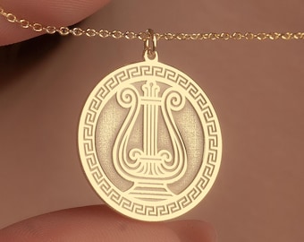Lyre of Apollo-ketting: sterlingzilveren vergulde hanger uit de Griekse mythologie