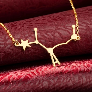 14K Gold Plated Zodiac Constellation Necklace: Sterling Silver Horoscope Pendant