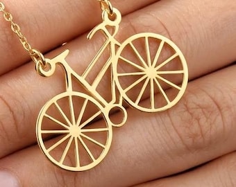 Bicycle Necklace -  14K Gold Plated 925 Sterling Silver Cycling Pendant Love Sport