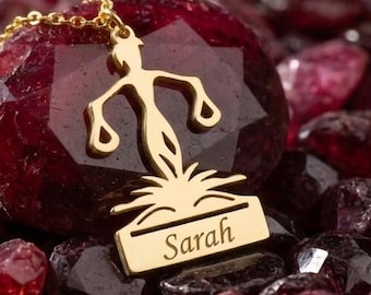 Custom Scales of Justice Necklace: Sterling Silver Gold Plated Themis Pendant Gift for Lawyers