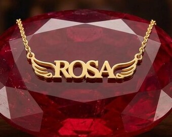 Collar con alas de ángel personalizado con nombre: plata de ley 925, regalo conmemorativo personalizado