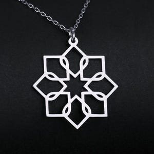 Sterling Silver Eight Pointed Star Necklace: Celestial Octagram Pendant