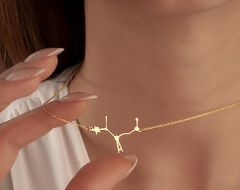 14K Gold Plated Zodiac Constellation Necklace: Sterling Silver Horoscope Pendant