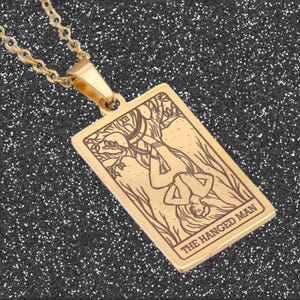 Tarot Card Necklace – Personalized Gold Pendant, Celestial Jewelry Gift, Zodiac Tarot Jewelry, WitchyJewelry, Handcrafted Spiritual Necklace