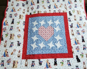 Patriotic Dog Quilt - Great for large dogs