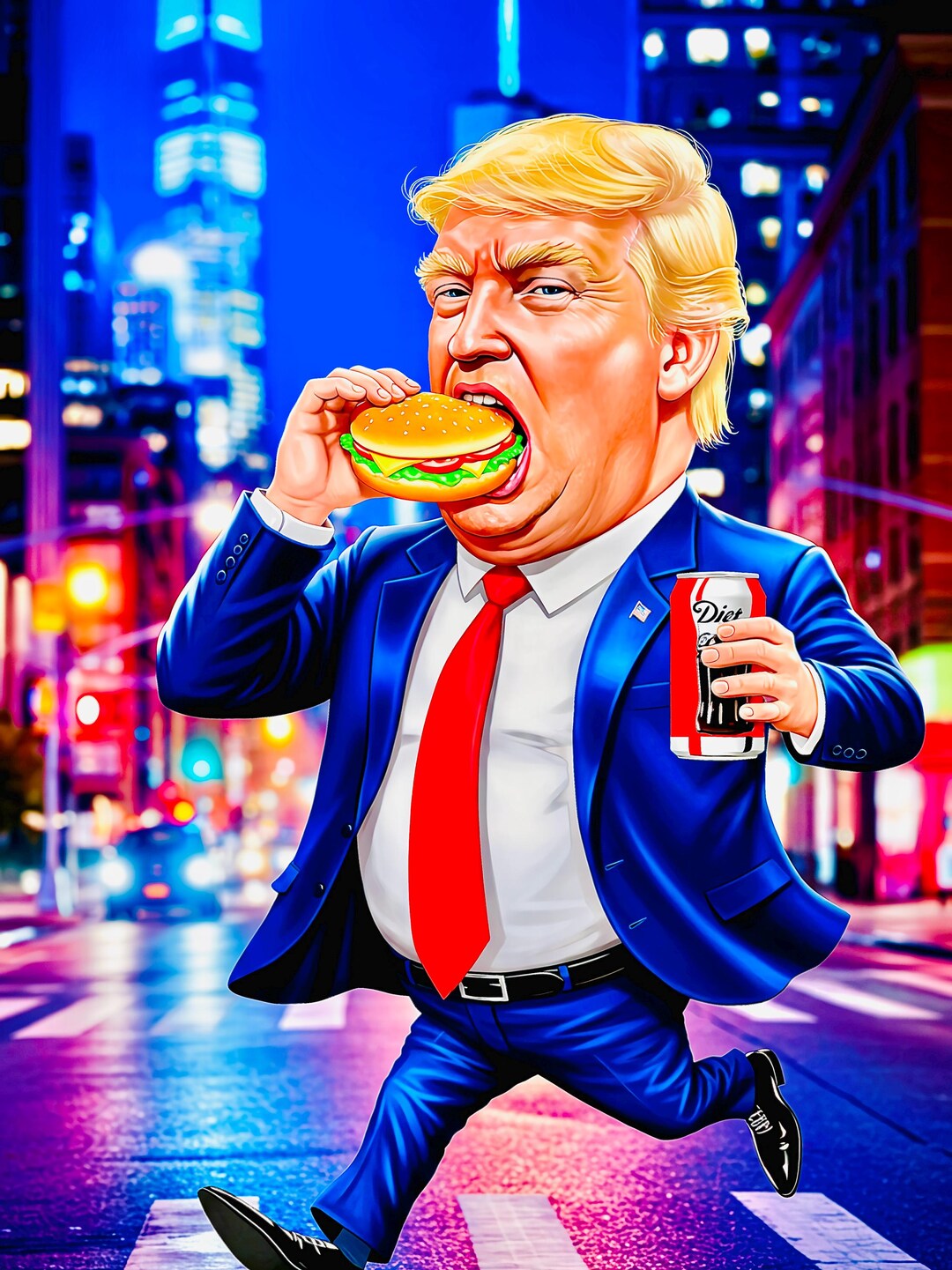 Trump Rug World Famous People Series Burger Trump, Whimsical Outdoor Rug , Quirky ...