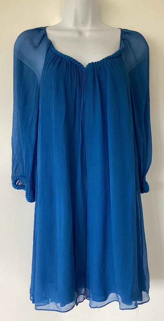 Diane Von Furstenberg Blue Silk Mini Smock Dress - Etsy Israel