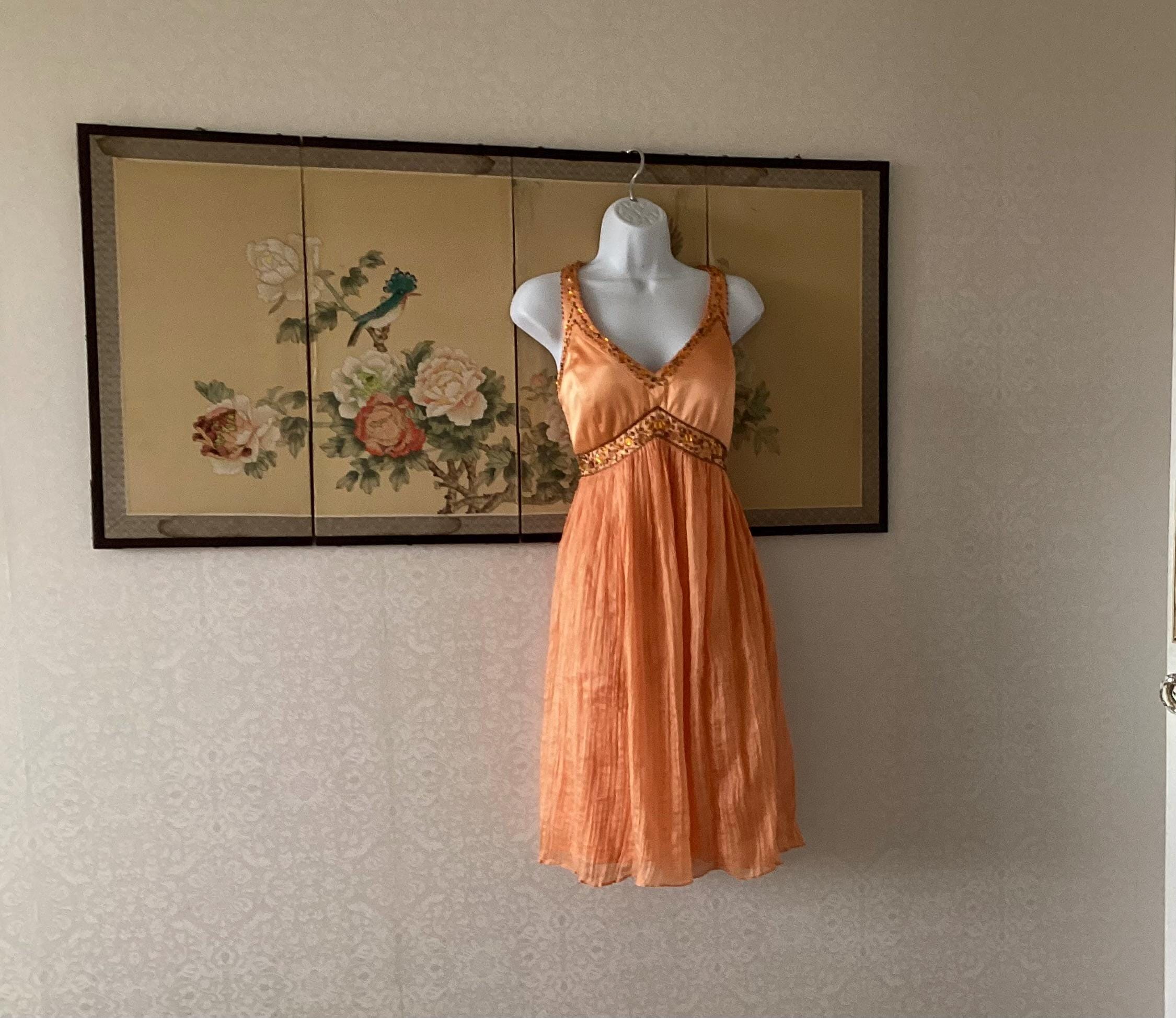 sue wong orange dress Sue Wong Silk Orange Beaded Party Dress