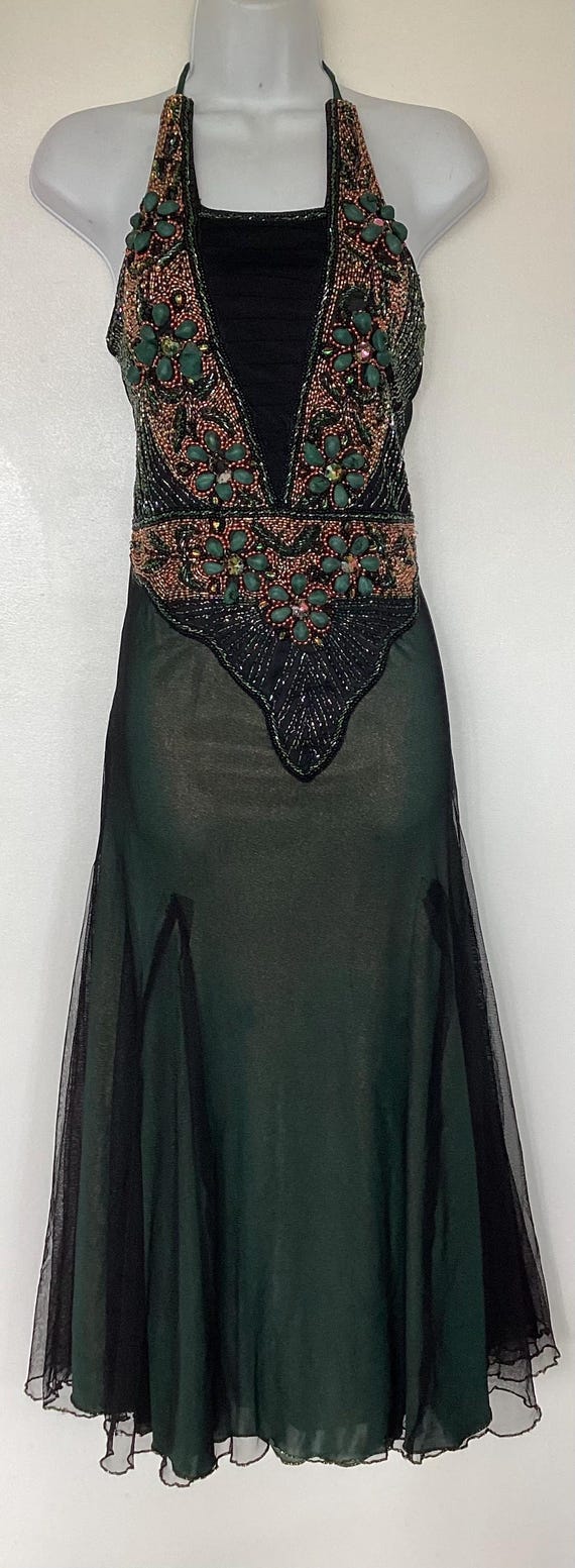 Beaded Green Long Ethnic Halter Neck Dress - Etsy Israel