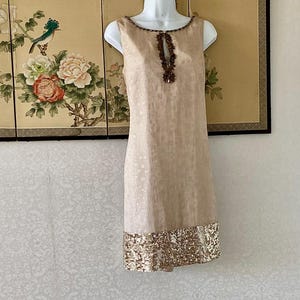 slim fit dress slacks Monsoon Limited Edition Sheryl Sequin Gold Mini Dress  White Chocolate  Couture
