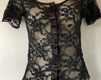 Sheer Floral 90s Vintage Top