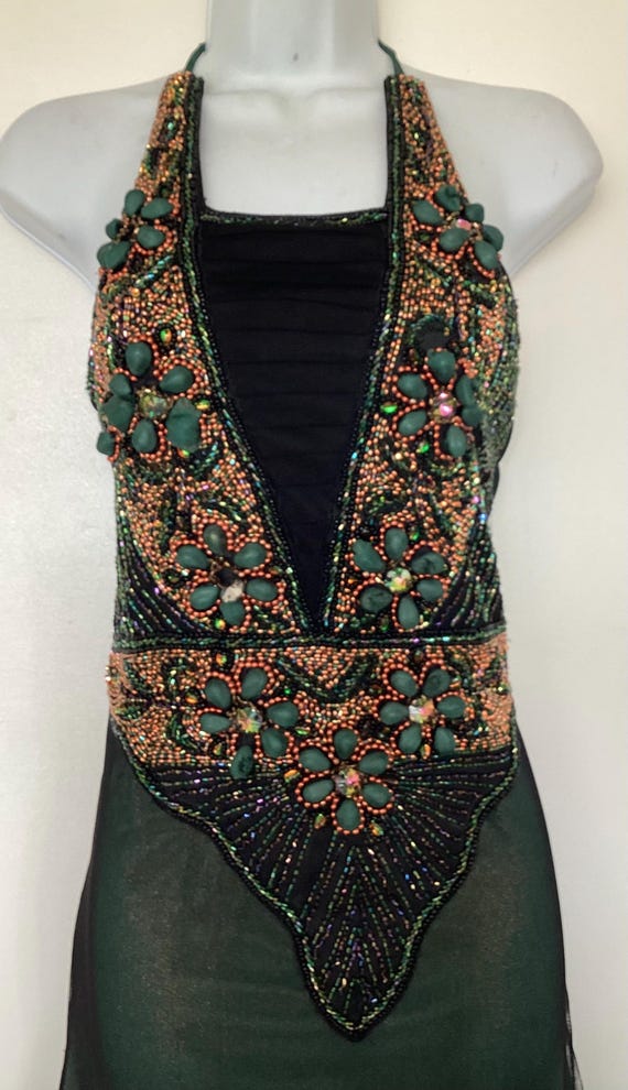 Beaded Green Long Ethnic Halter Neck Dress - Etsy Israel